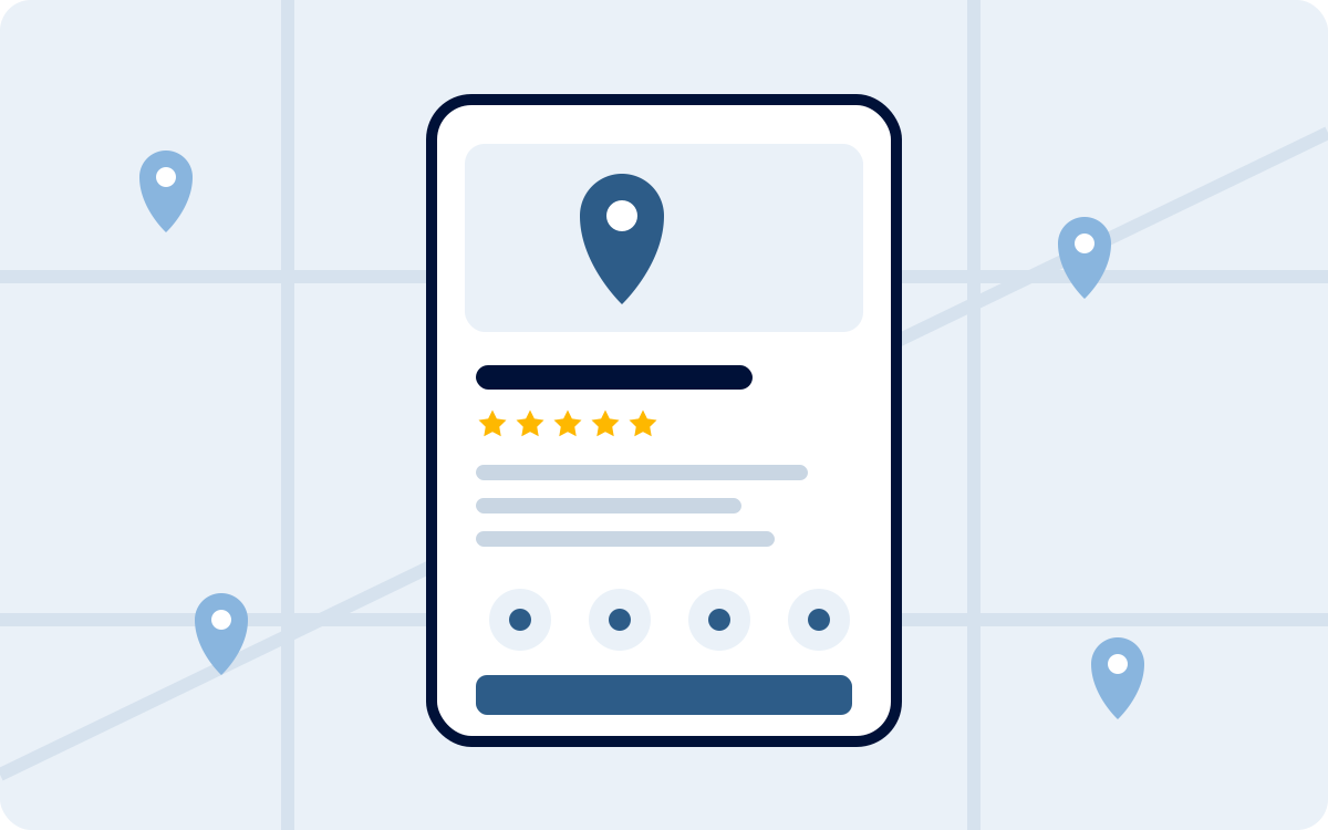 Google Business Profile management for Calgary and Cochrane businesses, shown on a phone with map pins and reviews